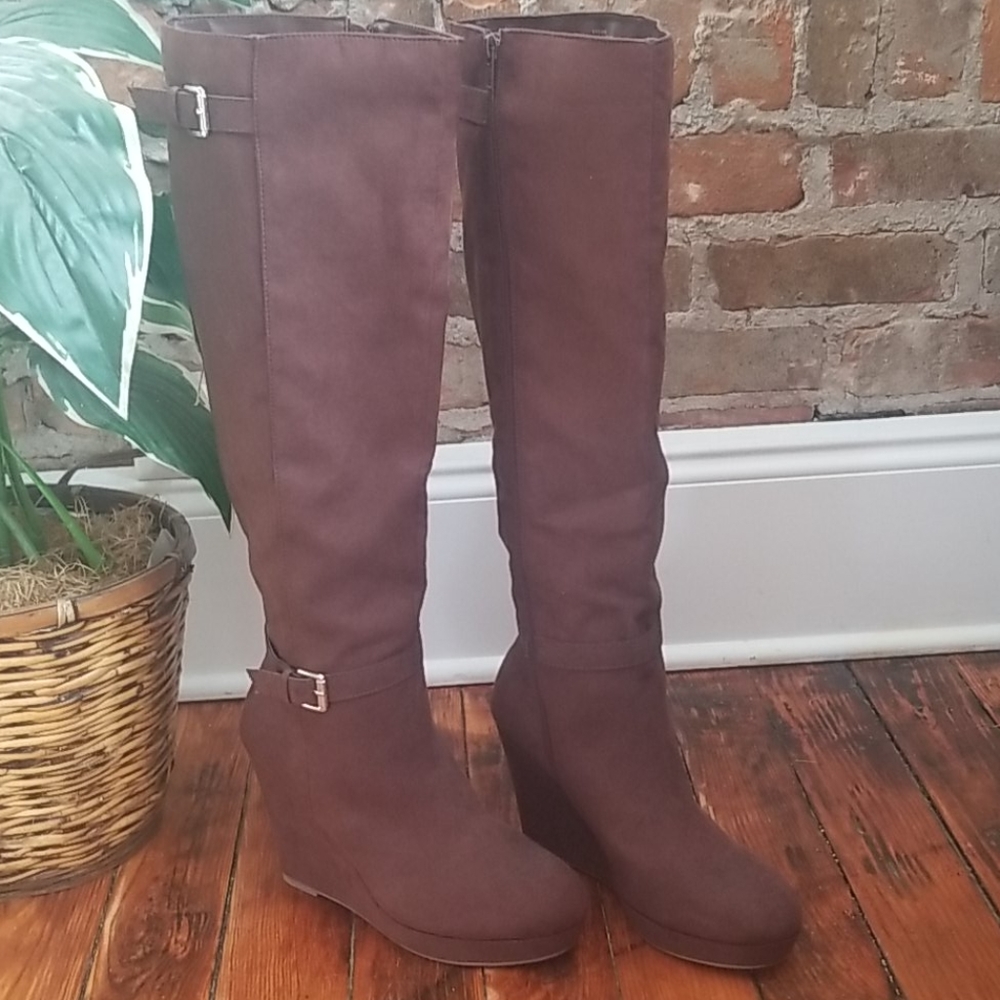 JustFab Knee High Wedge Boots